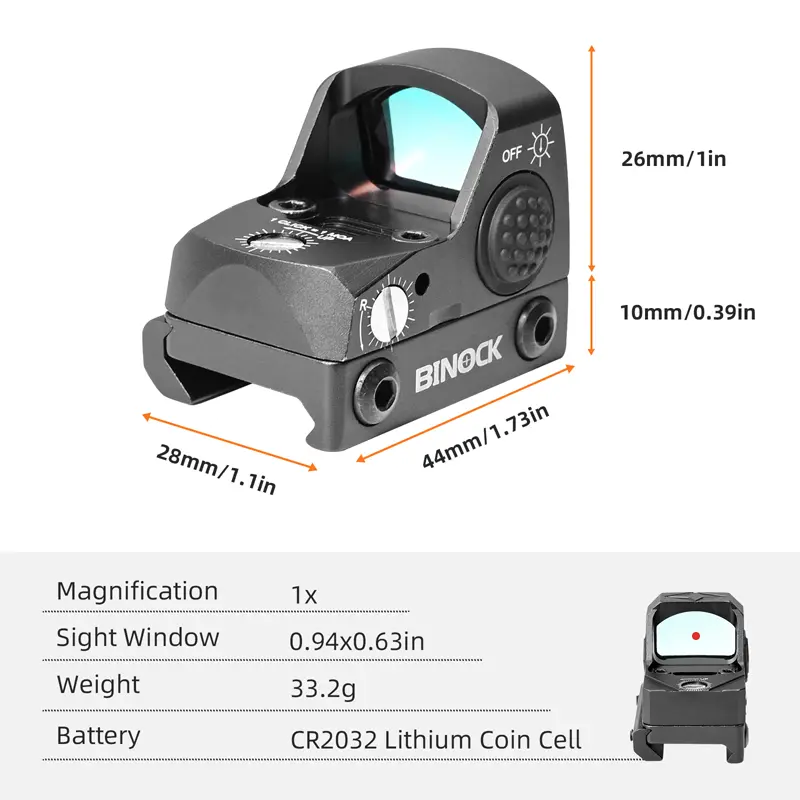 Lightweight 1x red dot optic